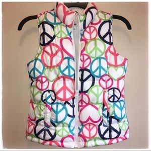 Old Navy Girl’s 10-12 Peace Vest colorful white